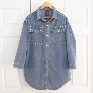 Fashion Concepts Denim Jacket Shacket Studded Women’s Medium